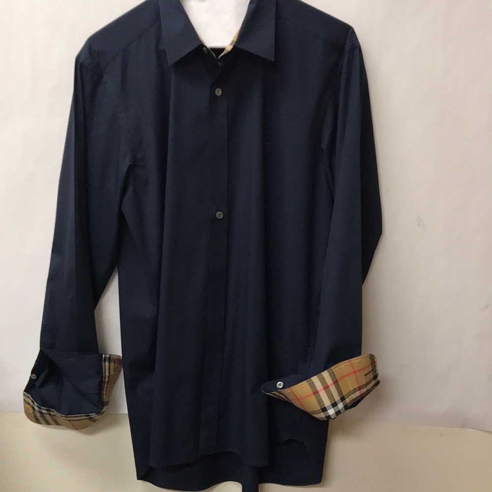 Burberry button down navy blue